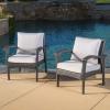 Great Deal Furniture 296725_New (Set of 2) Bleecker Outdoor Grey Wicker Club Chair with Cushion