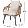 Great Deal Furniture Becky Indoor Wicker Club Chairs with Cushions (Set of 2), Light Brown and Beige(Light Brown  Black  Beige)