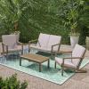 Great Deal Furniture Christopher Knight Home Camryn Outdoor 4 Seater Chat Set with Cushions, Gray Finish