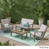 Great Deal Furniture Christopher Knight Home Camryn Outdoor 4 Seater Chat Set with Cushions, Gray Finish