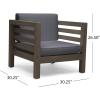 Great Deal Furniture Louise Outdoor Acacia Wood Club Chair with Cushion, Gray Finish and Dark Gray, (308365)