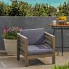 Great Deal Furniture Louise Outdoor Acacia Wood Club Chair with Cushion, Gray Finish and Dark Gray, (308365)
