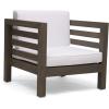 Great Deal Furniture Louise Outdoor Acacia Wood Club Chair with Cushion, Gray Finish and White, (308367)(Gray Finish + White)