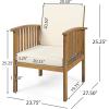 Great Deal Furniture Ray Acacia Outdoor Acacia Wood Club Chairs, Brown Patina and Cream (Set of 2), (306223)(Brown Patina Finish + Cream)