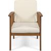 Great Deal Furniture Ray Acacia Outdoor Acacia Wood Club Chairs, Brown Patina and Cream (Set of 2), (306223)(Brown Patina Finish + Cream)
