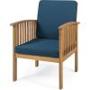 Great Deal Furniture Ray Acacia Outdoor Acacia Wood Club Chairs, Brown Patina and Cream (Set of 2), (306223)(Brown Patina Finish + Dark Teal)