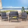 Willowbrook Outdoor 4pc Chat Set – Acacia Wood – Teak(Grey)