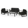Cheney Bay Outdoor Aluminum 4 Seater Chat Set, Black and Gray