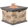 Christopher Knight Home | Crawford | Outdoor Square Propane Fire Pit with Stone