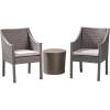 Christopher Knight Home 304748 Sims Outdoor 3 Piece Wicker Chat Set, Grey with Silver Cushions, 24.00″ D x 23.00″ W x 33.50″ H