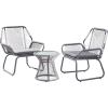Christopher Knight Home Aiden Outdoor 3 Piece Wicker Chat Set, Gray/White/Gray