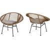 Christopher Knight Home Aleah Indoor Woven Faux Rattan Chairs with Cushions (Set of 2), Light Brown and Beige Finish