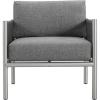 Christopher Knight Home Aluminum Club Chair, Braid Rope Armchair, Woven Accent Chair, Comft Cushion Seating, Outdoor Patio Aluminum Weave Club Chair for Poolside Gardern Balcony, Silver+Grey