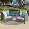 Christopher Knight Home Antibes Outdoor Wicker Club Chairs with Water Resistant Fabric Cushions, 2-Pcs Set, Grey / Silver