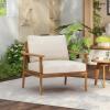 Christopher Knight Home Batis Acacia Wood Lounge Chair Outdoor, Wooden Patio Accent Chair Set, Comfy Reading Chair with Removable Cushion, Patio Furniture Set Armchair, Teak+Beige(Teak+beige)