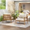 Christopher Knight Home Batis Acacia Wood Lounge Chair Outdoor, Wooden Patio Accent Chair Set, Comfy Reading Chair with Removable Cushion, Patio Furniture Set Armchair, Teak+Beige(Teak+beige/Set of 2)