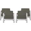 Christopher Knight Home Booth Outdoor Aluminum Club Chairs, Silver (Set of 4), Sliver/Khaki
