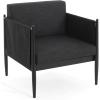 Christopher Knight Home Brookn Outdoor Contemporary Modern Patio Fabric Aluminum Frame Club Chair, Outdoor Armchair for Relaxing in Garden, Poolside, with Water Resistant and Removable Cushion, Black