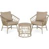 Christopher Knight Home Bruce Outdoor 3 Piece Chat Set with Cushion – Wicker – Light Brown/Beige