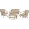 Christopher Knight Home Bruce Outdoor 4 Seater Chat Set with Cushion – Wicker – Light Brown/Beige