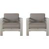 Christopher Knight Home Cape Coral Outdoor Aluminum Club Chairs with Sunbrella Cushions (Set of 2), Silver and Taupe
