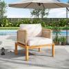 Christopher Knight Home Coby Patio Acacia Wood and Rope Weave Accent Chair, Outdoor Lounge Chair with Cushion, Deep Seating Garden Armchair, Comfy Reading Chair, Single Sofa Club Chair, Teak+Beige