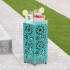 Christopher Knight Home Eliana Outdoor 12″ Sunburst Iron Side Table, Crackle Teal(Wanda crackle Teal)