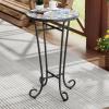Christopher Knight Home Glady Outdoor Round Side Table, Patio End Table with Ceramic Top and Metal Frame, Small Decorative Accent Table for Patio Garden Porch Balcony, Mosaic(Geometric)