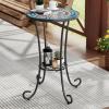 Christopher Knight Home Glady Outdoor Round Side Table, Patio End Table with Ceramic Top and Metal Frame, Small Decorative Accent Table for Patio Garden Porch Balcony, Mosaic(Mosaic)