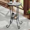 Christopher Knight Home Glady Outdoor Round Side Table, Patio End Table with Ceramic Top and Metal Frame, Small Decorative Accent Table for Patio Garden Porch Balcony, Mosaic(Bohemia)