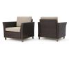 Christopher Knight Home Glenwood Outdoor Aluminum Framed Wicker Swivel Chairs with Water Resistant Cushions, 2-Pcs Set, Mix Brown / Mix Beige / Coffee