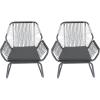 Christopher Knight Home Gloria Outdoor Rope and Steel Club Chairs (Set of 2), Gray/Gray/White