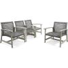 Christopher Knight Home Hampton Outdoor Wood and Wicker Club Chairs (Set of 4), Gray Finish and Mixed Black