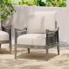 Christopher Knight Home Havets Patio Acacia Wood Club Chair with Woven Rope, Comfortable Outdoor Armchair, Water-Repellent Thick Cushion Deep Seating for Porch, Garden, Backyard, Balcony, Gray+Beige(Gray+beige)