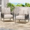Christopher Knight Home Havets Set of 2 Patio Acacia Wood Club Chair with Woven Rope, Outdoor Armchair, Water-Repellent Thick Cushion Deep Seating for Porch, Garden, Backyard, Balcony, Teak+Beige(Gray+beige)