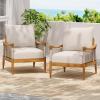 Christopher Knight Home Havets Set of 2 Patio Acacia Wood Club Chair with Woven Rope, Outdoor Armchair, Water-Repellent Thick Cushion Deep Seating for Porch, Garden, Backyard, Balcony, Teak+Beige(Teak+beige)