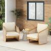 Christopher Knight Home Haya Wood Club Patio Chair Set of 2, Acacia Wood Accent Chairs with Cushions, Open Arm Outdoor Lounge Seating Sofa Side Chairs for Balcony Backyard Garden Poolside, Teak+Beige(Teak+ Beige mesh Arm)