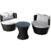Christopher Knight Home Kono Chat Set, 3-Pcs Set, Black