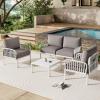 Christopher Knight Home Landon 4 Pieces Patio Conversation Set, Loveseat and Coffee Table Set, Accent Chairs, Club Chair with Cushion, Sofa Chair with Table Set for Balcony Garden, Black+Dark Gray(White+light Gray)