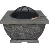 Christopher Knight Home Laraine Outdoor 32″ Wood Burning Light-Weight Concrete Square Fire Pit, Grey