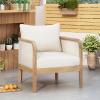 Christopher Knight Home Linksy Outdoor Club Chair, Patio Arm Chair, Modern Single Sofa Chair, Acacia Wood Frame, Club Chair with Cushions, Deep Seating for Porch, Garden, Backyard, Balcony, Beige