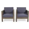Christopher Knight Home Maggie Outdoor Acacia Wood Club Chair with Wicker Accents (Set of 2), Gray Finish + Mixed Gray + Dark Gray(Gray Finish + Mixed Gray + Dark Gray)