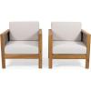 Christopher Knight Home Maggie Outdoor Acacia Wood Club Chair with Wicker Accents (Set of 2), Gray Finish + Mixed Gray + Dark Gray(Teak Finish + Mixed Brown + Beige)