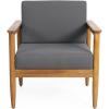 Christopher Knight Home Magnolia Patio Acacia Wood Club Chair with Water-Resistant Cushions, Outdoor Lounge Chair, Slat Panel Design, Sunbathe Armchair for Garden/Porch/Balcony, Teak+Dark Gray