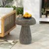 Christopher Knight Home Novi Outdoor Side Table, Mushroom-Shaped Decorative Accent Side End Table, Garden Stool for Patio Balcony Beach Pool, Lightweight Concrete, Wood-Like Texture, Natural