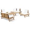 Christopher Knight Home Outdoor Acacia Wood 6 Seater Chat Set, Teak and White