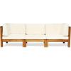 Christopher Knight Home Outdoor Modular Acacia Wood Sofa with Cushions, Teak and Beige
