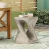 Christopher Knight Home Outdoor Side Table,Twist Shape End Table,Decorative Accent Table,Garden Stool Table for Patio Balcony Beach Pool Side,Lightweight Concrete,Wood Like Texture,Natural(Grey)