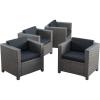 Christopher Knight Home Puerta Outdoor Club Chairs with Water Resistant Cushions, 4-Pcs Set, Mix Black / Dark Gray