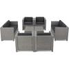 Christopher Knight Home Puerta Outdoor Wicker Chat Set with Water Resistant Cushions, 8-Pcs Set, Mixed Black / Dark Grey